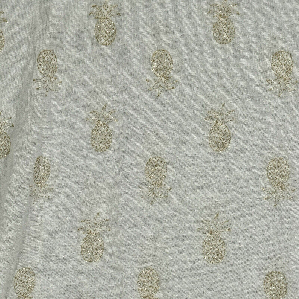 Rails Shirt Womens Large Billie Top White Gold Pineapples Cropped Neutral Casual - Picture 5 of 11